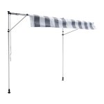 Store banne pour balcon 2 × 1, 2m toile rayée blanche / grise Store banne pour balcon 2 × 1, 2m toile rayée blanche / grise