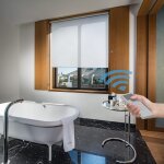 Store enrouleur motoris translucide blanc 135 x 250 cm