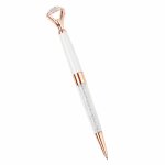 Stylo  billes en mtal argent et imitation diamant