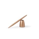 Stylo roller sur socle en aluminium or