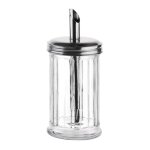 Sucrier doseur en inox et verre transparent h 17, 5 cm