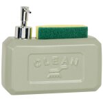 Support distributeur de savon et ponge en cramique verte