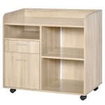 Support d'imprimante caisson bureau 3 niches 2 tiroirs grand plateau