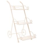 Supports de pots de fleurs en fer forgé blanc 40x34x76 Supports de pots de fleurs en fer forgé blanc 40x34x76