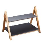Support de service 2 niveaux bois et ardoise noir & marron Support de service 2 niveaux bois et ardoise noir & marron