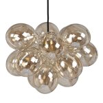 Suspension 15 globes en verre borosilicate ambr�s