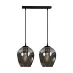 Suspension avec 2 abat - jour en verre graphite et c�t�s encastr�s
