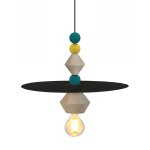 Suspension bois, noir , h60xd10xp10 cm