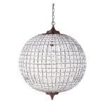 Suspension boule  pampilles et mtal coloris rouille