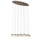 Suspension design bronze fonc verre clair 12 lumires