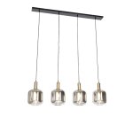 Suspension design noir or verre fumé 4 lumières Suspension design noir or verre fumé 4 lumières
