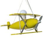 Suspension enfant avion h74cm bois abat - jour bois jaune
