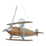 Suspension enfant avion h74cm bois abat - jour bois naturel