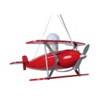Suspension enfant avion h74cm bois abat - jour bois rouge