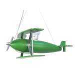 Suspension enfant avion h74cm bois abat - jour bois vert