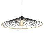 Suspension grand modèle en métal noir et rotin naturel Suspension grand modèle en métal noir et rotin naturel