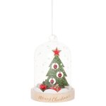 Suspension de noël cloche en verre et sapin vert, rouge, blanc et beige Suspension de noël cloche en verre et sapin vert, rouge, blanc et beige
