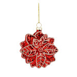 Suspension de noël fleur en verre rouge et doré Suspension de noël fleur en verre rouge et doré
