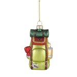Suspension de noël sac de rando en verre vert et rouge Suspension de noël sac de rando en verre vert et rouge