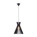 Suspension nordique noir avec abat - jour original en bois �34