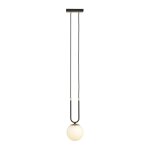 Suspension originale noire et dorée avec sphère en verre Suspension originale noire et dorée avec sphère en verre