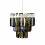 Suspension  pampilles en mtal chrom et acrylique fum