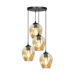 Suspension de style vintage avec 4 abat - jour en verre ambr