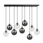 Suspension de style vintage avec 9 sphres grises et transparentes