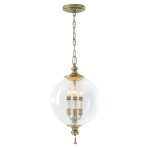 Suspension en verre souffl  bulles et mtal feuille d'argent oxyde