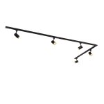 Systme rail monophas 5 spots noir anneau dor