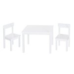 Table et 2 chaises pour enfant en bois blanc motif étoiles Table et 2 chaises pour enfant en bois blanc motif étoiles