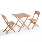 Table et 2 chaises pliante en bois d'eucalyptus Table et 2 chaises pliante en bois d'eucalyptus