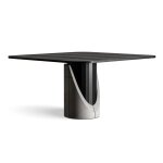 Table 4 / 6 pers en béton gris, acier et plaqué chêne noir - 140x140cm Table 4 / 6 pers en béton gris, acier et plaqué chêne noir - 140x140cm