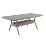 Table aluminium fibre marron plateau lames de fibre gris 200x100