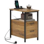 Table d'appoint avec 2 prises usb - c mtal et bois naturel