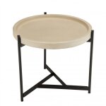 Table d'appoint 52x50cm plateau béton beige pieds métal noir Table d'appoint 52x50cm plateau béton beige pieds métal noir