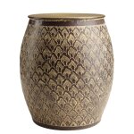 Table d appoint alu marron antique et motifs dor�