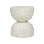 Table d'appoint blanc cass� effet terrazzo