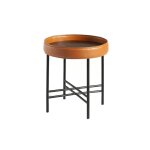 Table d'appoint bois cognac et acier noir