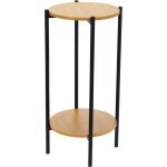 Table d'appoint bout de canap� en m�tal noir et bois 31x31x61cm
