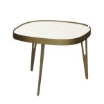 Table d'appoint bronze et cramique marbre blanche