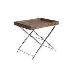 Table d'appoint effet bois noyer et acier Table d'appoint effet bois noyer et acier