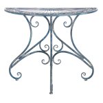 Table d'appoint pour l'extérieur en fer bleu Table d'appoint pour l'extérieur en fer bleu