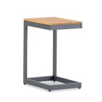 Table d'appoint jardin alum gris et lattes en imitation bois Table d'appoint jardin alum gris et lattes en imitation bois