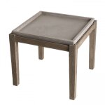 Table d'appoint de jardin carrée béton et acacia l53 cm Table d'appoint de jardin carrée béton et acacia l53 cm