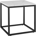 Table d'appoint en marbre carre rglable en hauteur noir et blanc