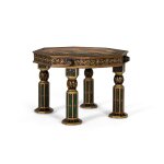 Table d'appoint octogonale en bois de manguier avec dtails peints