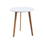 Table d'appoint ronde en bois et mdf laqué blanc Table d'appoint ronde en bois et mdf laqué blanc