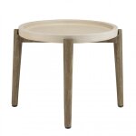 Table d'appoint ronde d50 plateau béton beige pieds acacia Table d'appoint ronde d50 plateau béton beige pieds acacia