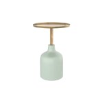 Table d'appoint ronde en métal vert d'eau et laiton d40 cm Table d'appoint ronde en métal vert d'eau et laiton d40 cm